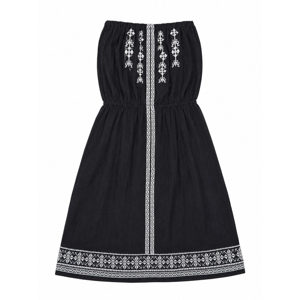 Velvet by Graham & Spencer Embroidered Strapless Dress Black White Size S/M